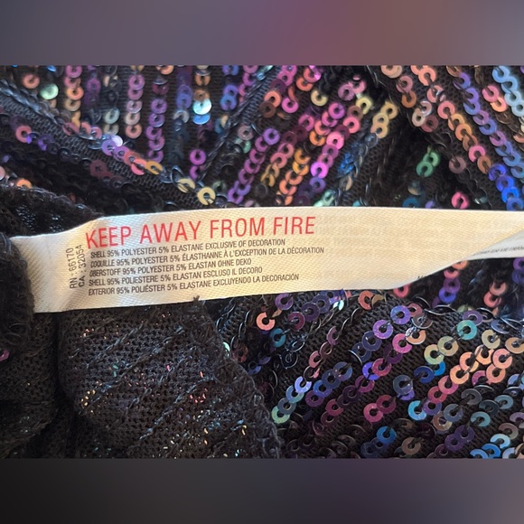 Free People Intimately Gold Rush Long Sleeve Sequin Top Black Combo Size XS NWT - Picture 8 of 9